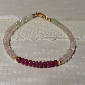 Gemstones bracelet Ruby and Aquamarine bracelet